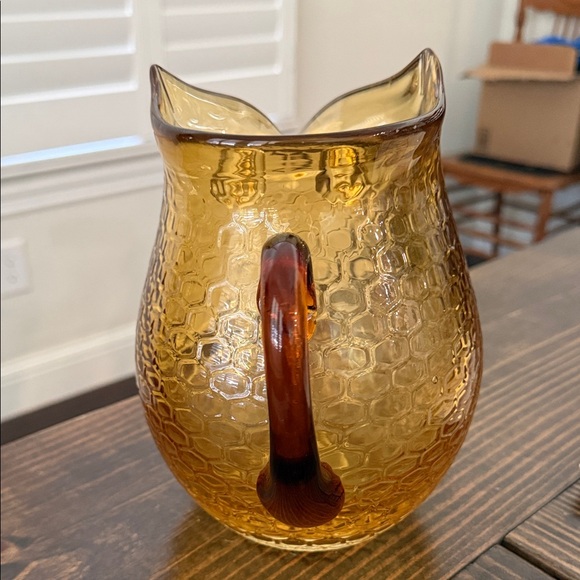 Amber Owl Glass Vase/Pitcher - Picture 3 of 6